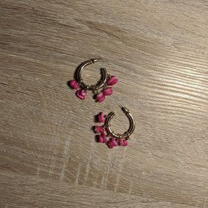 Topshop Pink Bead Hoop Earrings